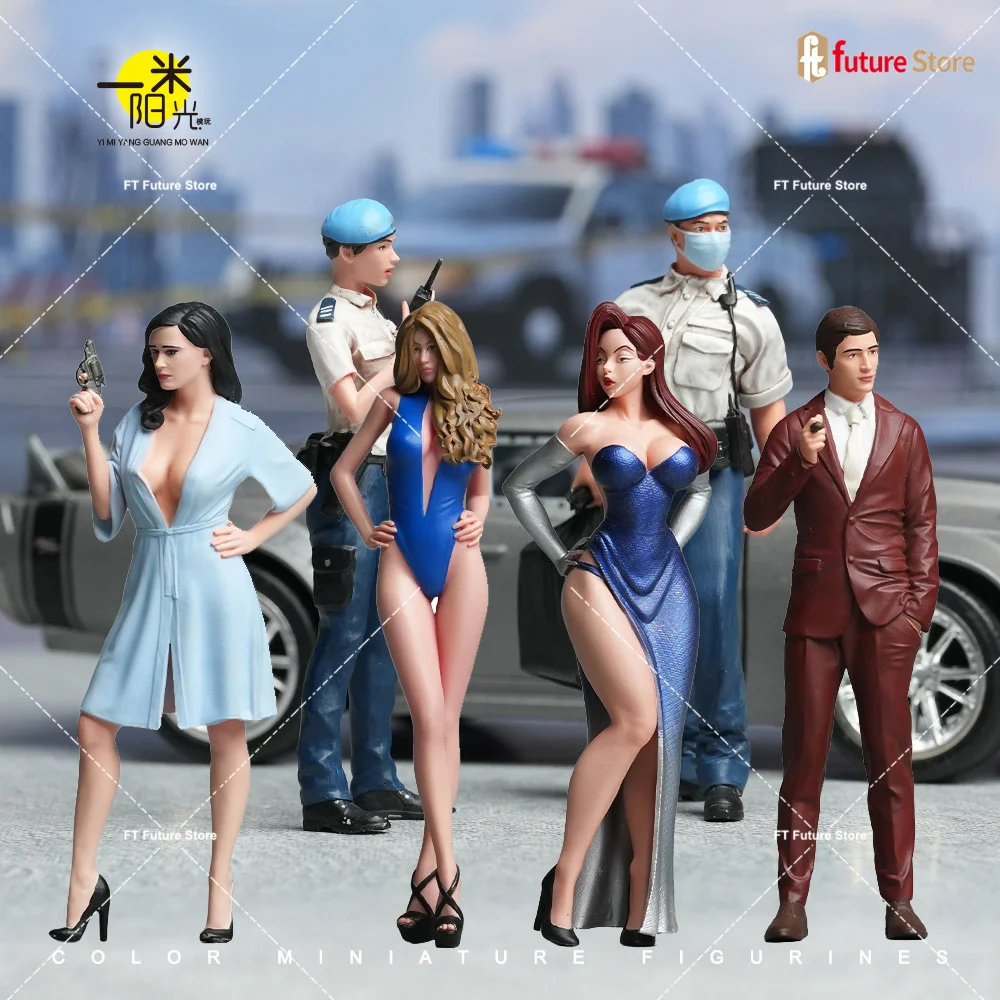

Exquisite Painted 1/24 1/18 Fashion Woman Man Policeman Miniature Figure Street Scene Prop 3D Print Diorama Resin Doll Model Dec