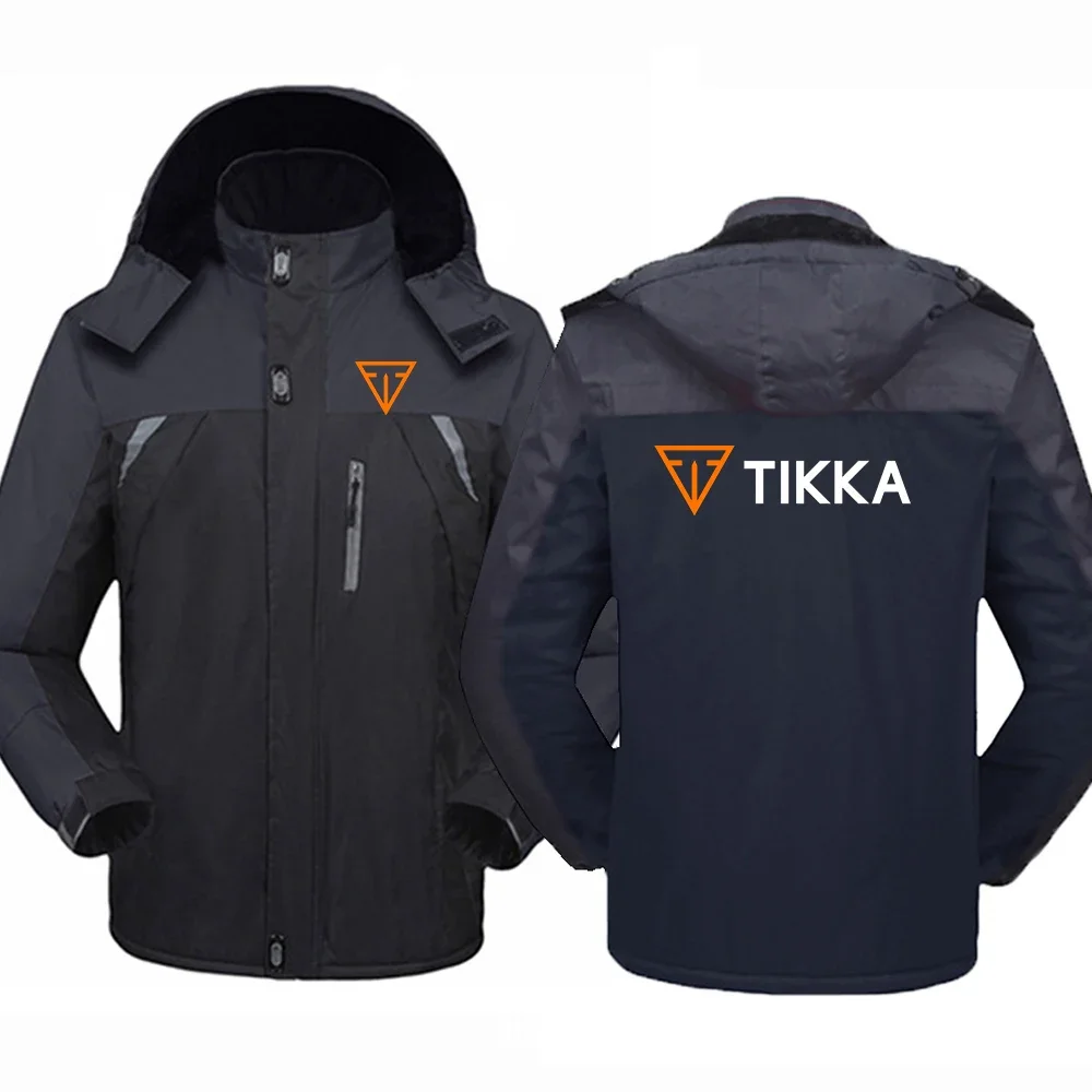 Tikka By Sako Finland Firearms Logo 2024 Men's New Winter Windbreak Thick Warm Fashion Windproof Coat Military Hooded Jacket Top