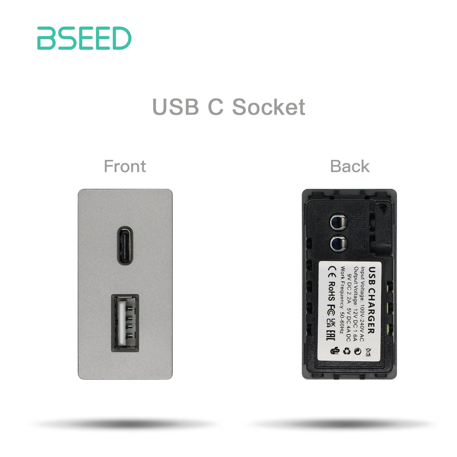 BSEED Stopcontact Internet Cat6 Onderdelen Kunststof frame USB Type-C Oplaadpoort TV HDMI-interface DIY Functie Onderdeel Gratis combinatie