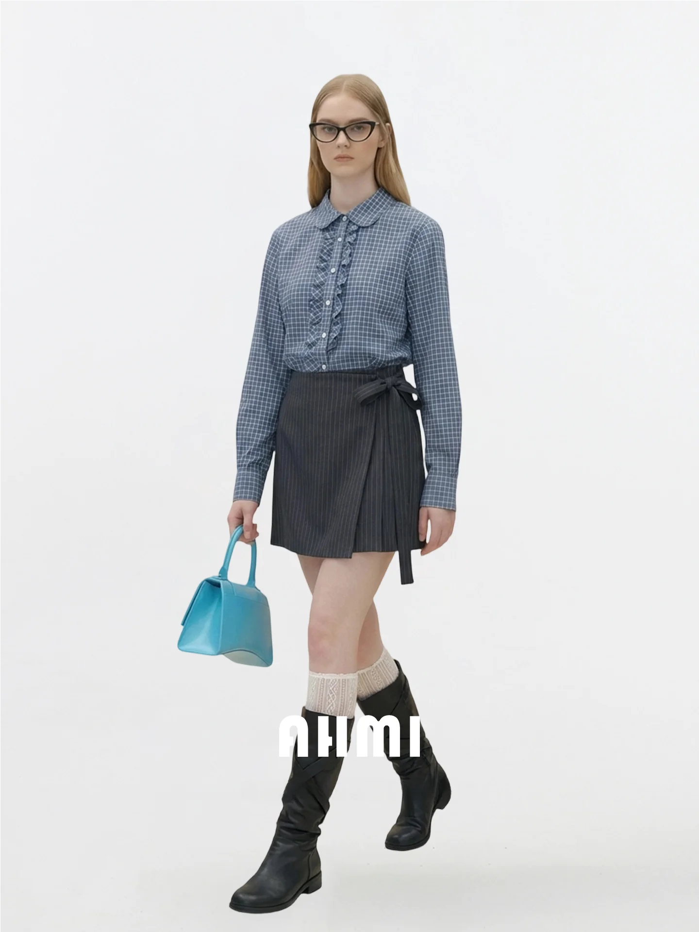 

Женская рубашка AHMI в стиле ретро с цветным клетчатым узором, уникальная, очень красивая, с длинным рукавом, новинка весенней коллекции, омолаживающая, универсальная, повседневная