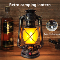 Rechargeable Retro Camping Light Portable 3 Lighting Modes Lanterns Hanging Tent Light Waterproof Travel Climbing Camping Light