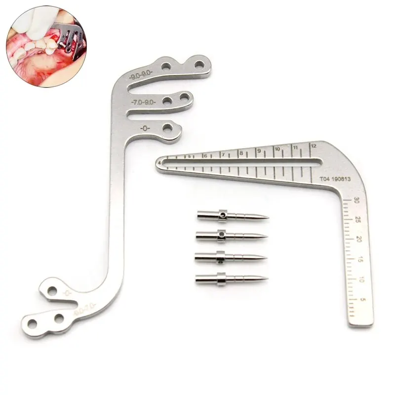 Dental Implant Guide Set Oral Planting Locator Positioning Guide Drilling Positioning Ruler Angle Ruler Implant Tool