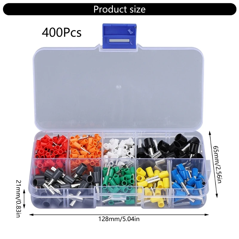 Professional 400pcs Cable End Sleeve Assortment Insulated Connectors 0.5-10mm²