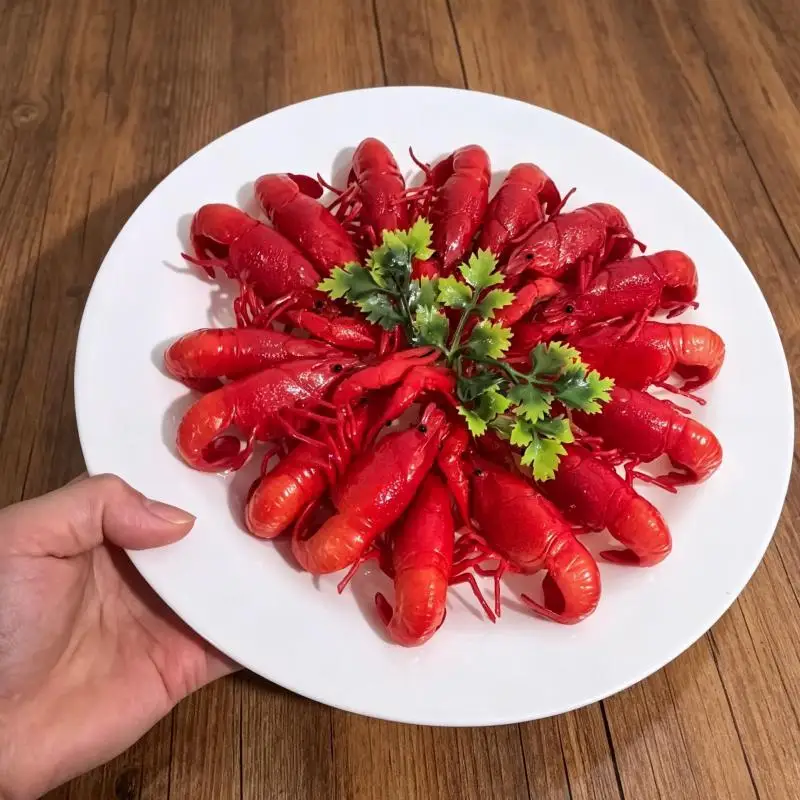 

Simulated Cuisine Crayfish Food Model Artificial Food Model Plate Boiled Prawns Props Fake Dishes Decorations