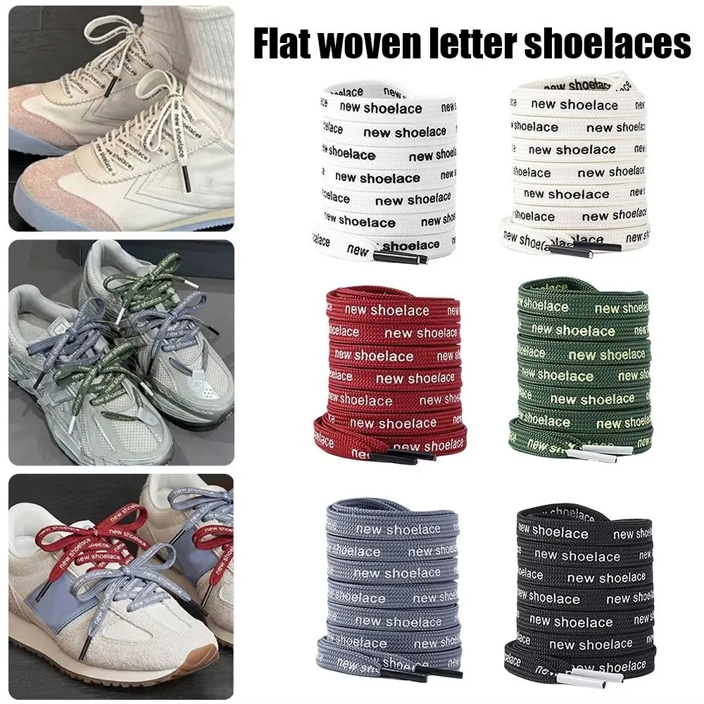 New 9mm Wide Printed Letter Shoelaces Double-Side Casual Flat Shoe laces Footwear Accessories Sneakers Ropes