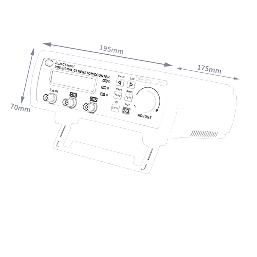 Generador de fuente de señal de onda arbitraria, contador de frecuencia, MHS5200A, totalmente CNC, DDS, doble canal, función de 6MHZ-25MHZ