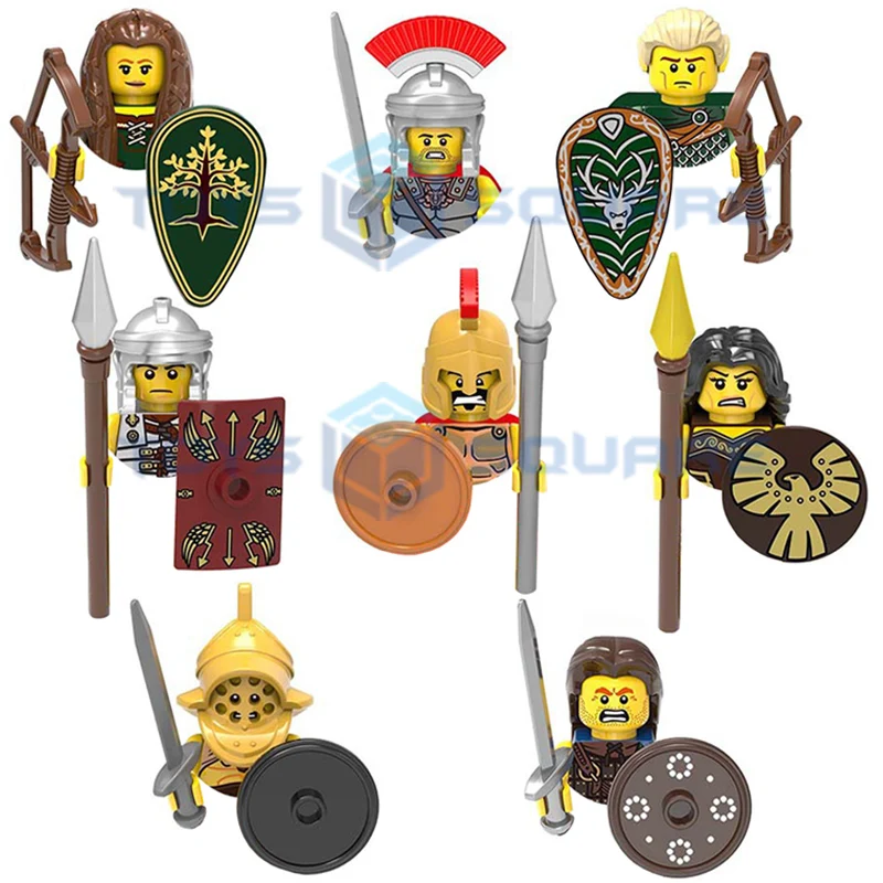 The Medieval Rome Fighters Commander Elf Hunter Female Highland Warrior Witch Elves Model Blocks MOC Bricks Set Gifts Toys X0137