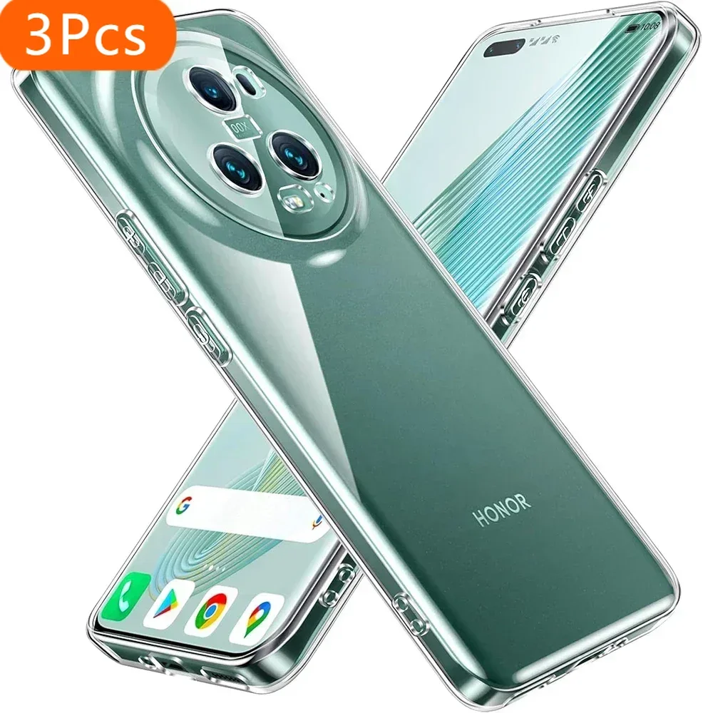 

3Pcs Transparent Ultra Thin Silicone Soft Case For Honor Magic 6 5 4 Magic6 Magic5 Magic4 Lite 3 Pro Ultimate Slim Clear Back Co