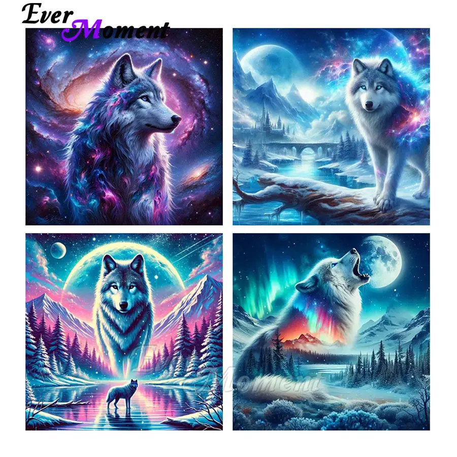 

Алмазная вышивка Ever Moment: Дикий Волк в Снежном Пейзаже, 5D DIY Мозаика, Алмазная Вышивка, Декор ASF3107