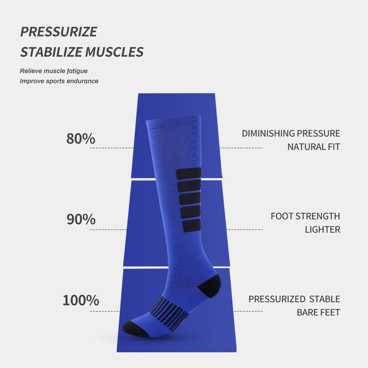 Farblich gestreifte lange Röhren-Drucksocken für Fitness, Sport, Laufen, Radfahren