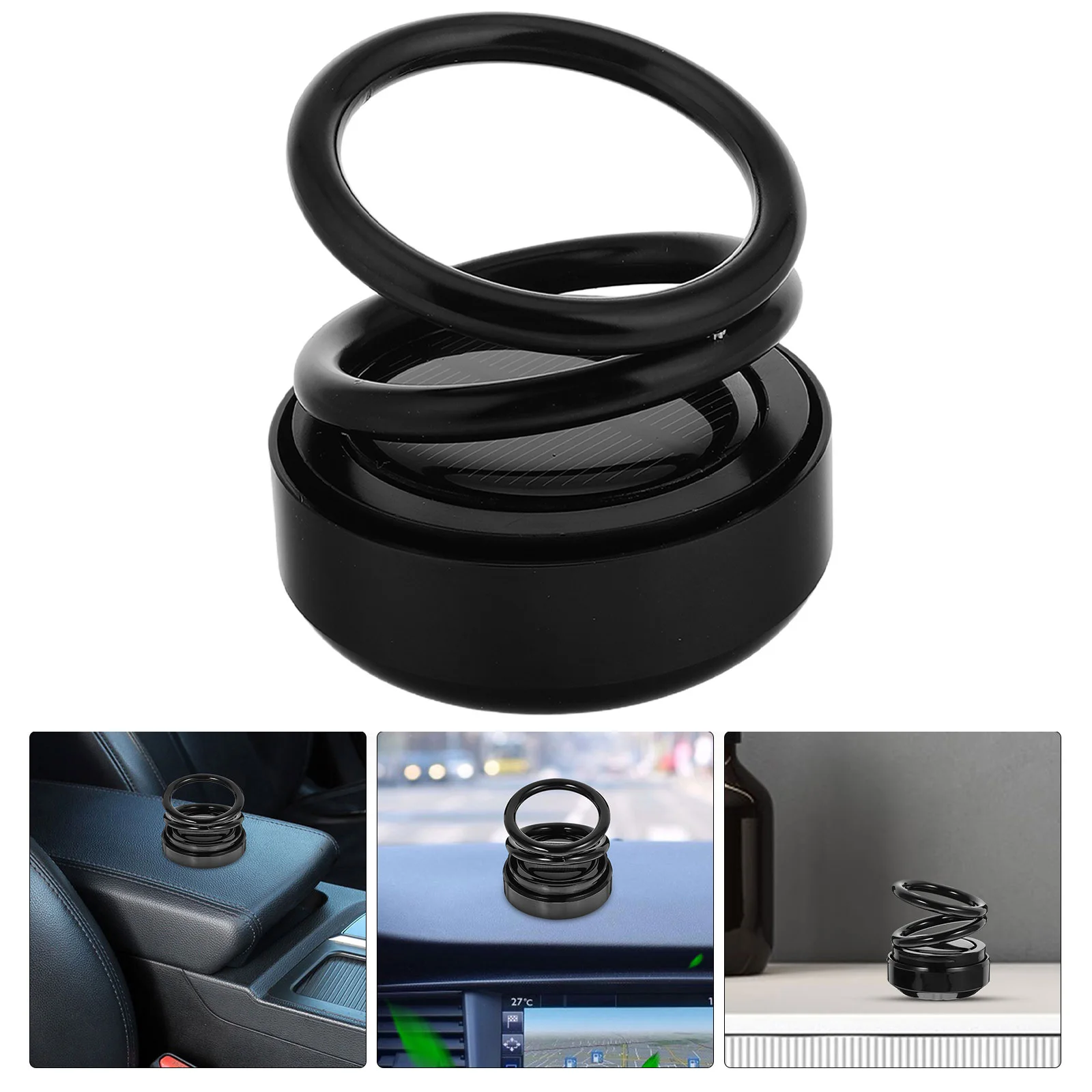 

Solar Rotating Car Aromatherapy Ornament Suspended Double Ring Fresh Fragrance Auto Interior Decoration Air Freshener Essential
