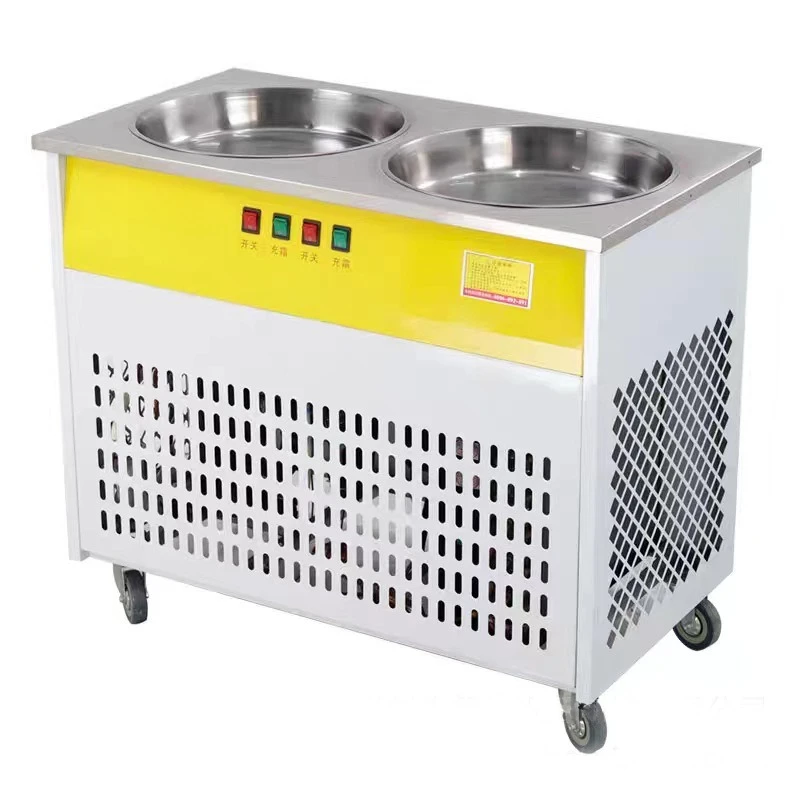 

Double boiler ice frying machine fried yogurt commercial fried milk fruit fruit fried ice round bottom pot outdoor stall