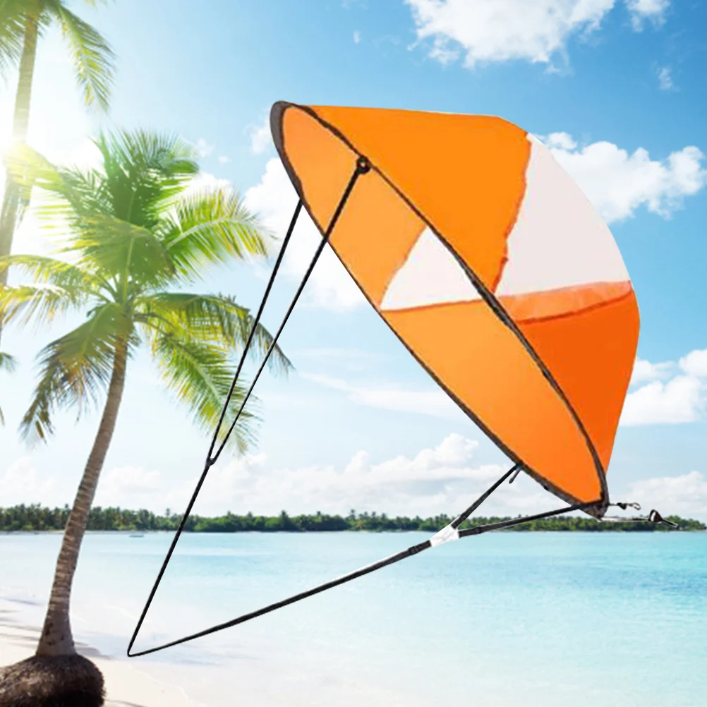 Foldable Kayak Sail Scout Downwind Wind Paddle Popup Canoe Kayak Sail with Clear Window Folding Sail Kayak Accessories(Orange/10