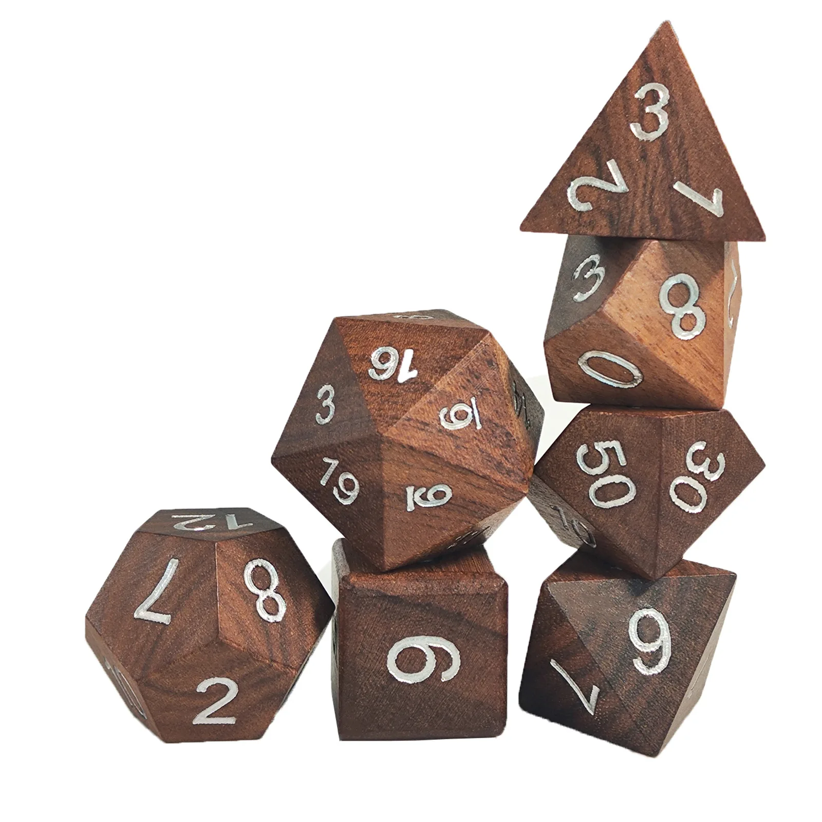 

7PCS Wooden DND Dice board games Role-playing Dice for Dungeons & Dragons D&D RPG Creative Christmas Dices