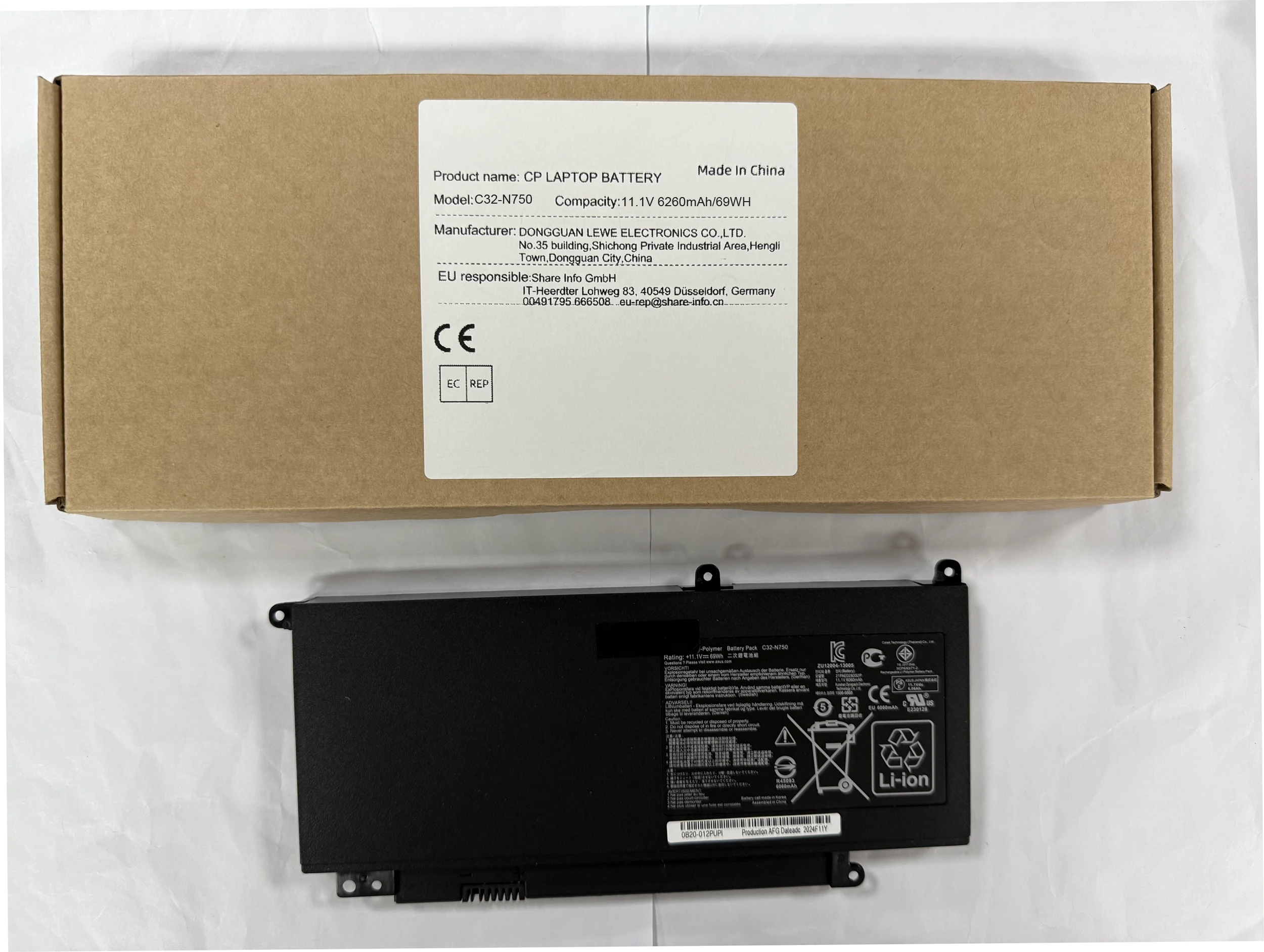 

Аккумулятор для ноутбука C32-N750 для N750 N750J N750JK N750JV серии N750Y47JK-SL N750Y47JV-SL серии 11,5 В/6260 мАч/69WH