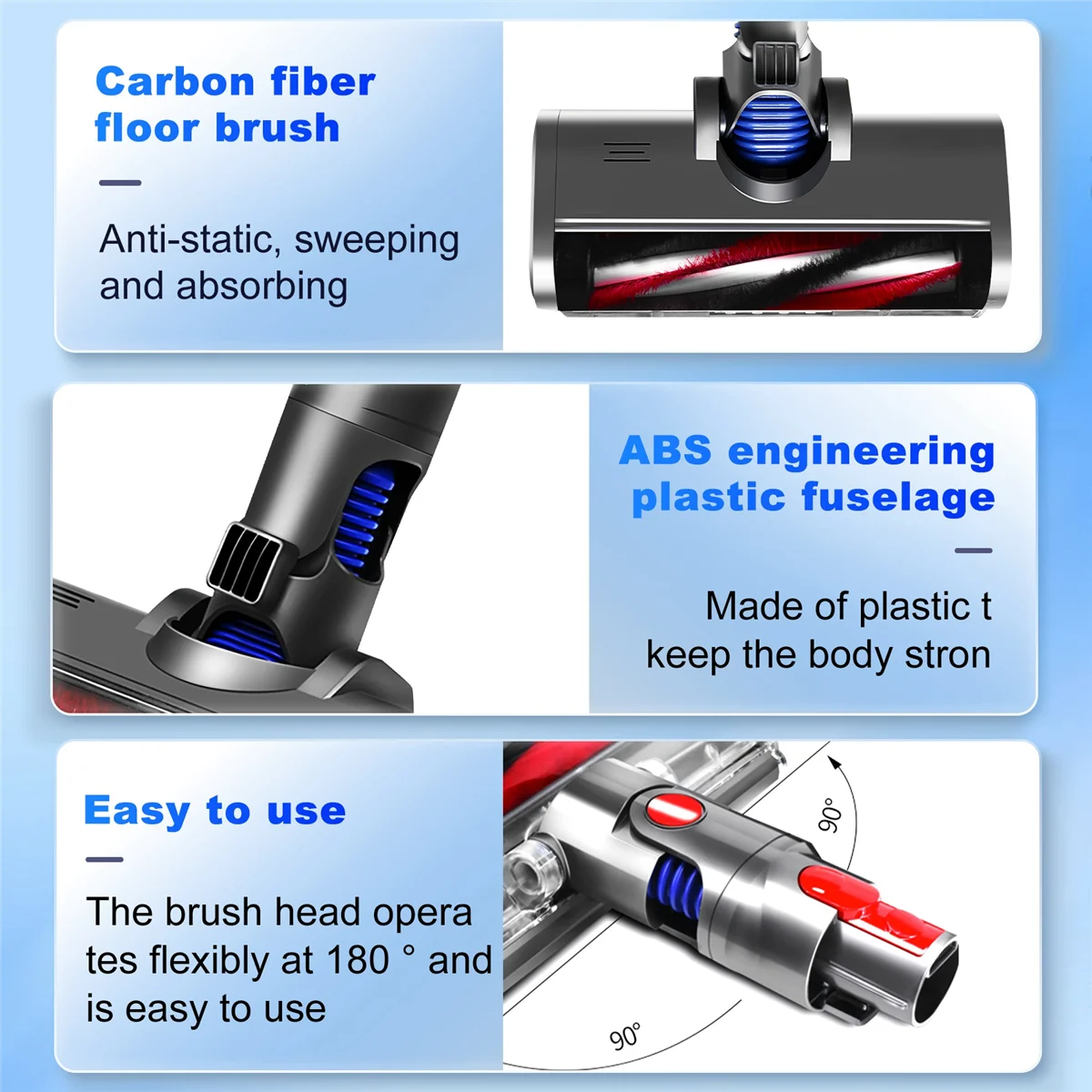 فرشاة كهربائية توربو الأسطوانة ل دايسون ، فرشاة الإفراج السريع مع ضوء LED ، السجاد الأرضيات الصلبة ، V6 ، DC58 ، DC59 ، DC61 ، DC62