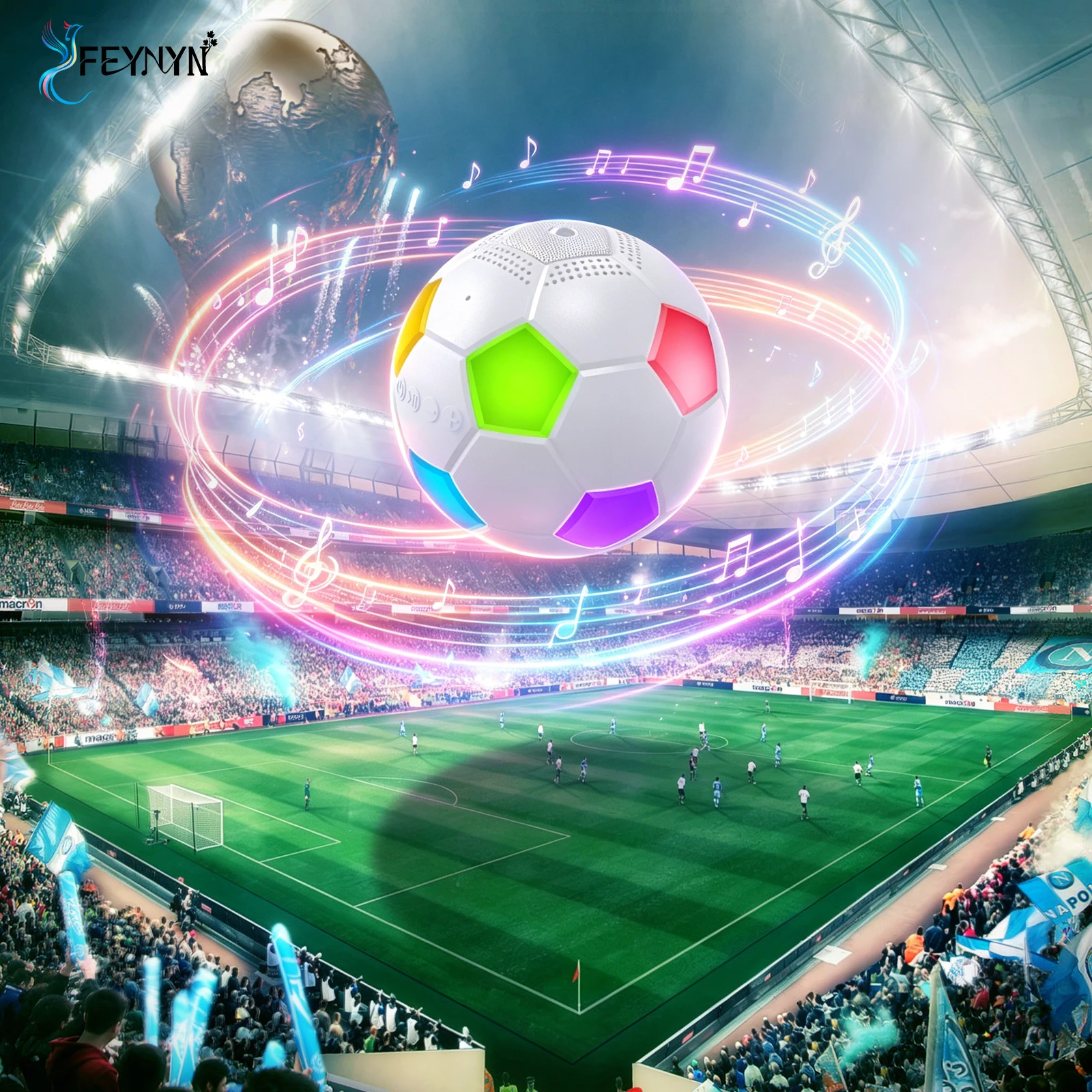 

FEYNYN Bluetooth Speakers Soccer Shaped Portable Wireless Outdoor Speaker IPX5 Waterproof RGB Light 1800mAh Heavy Bass