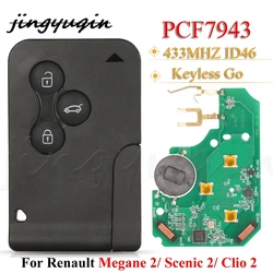 jingyuqin 3 Buttons Remote Car Key Fob 433MHz PCF7943 Chip For Renault Megane 2 Scenic 2 Clio 2 FOB BCM Keyless Go Hands Free