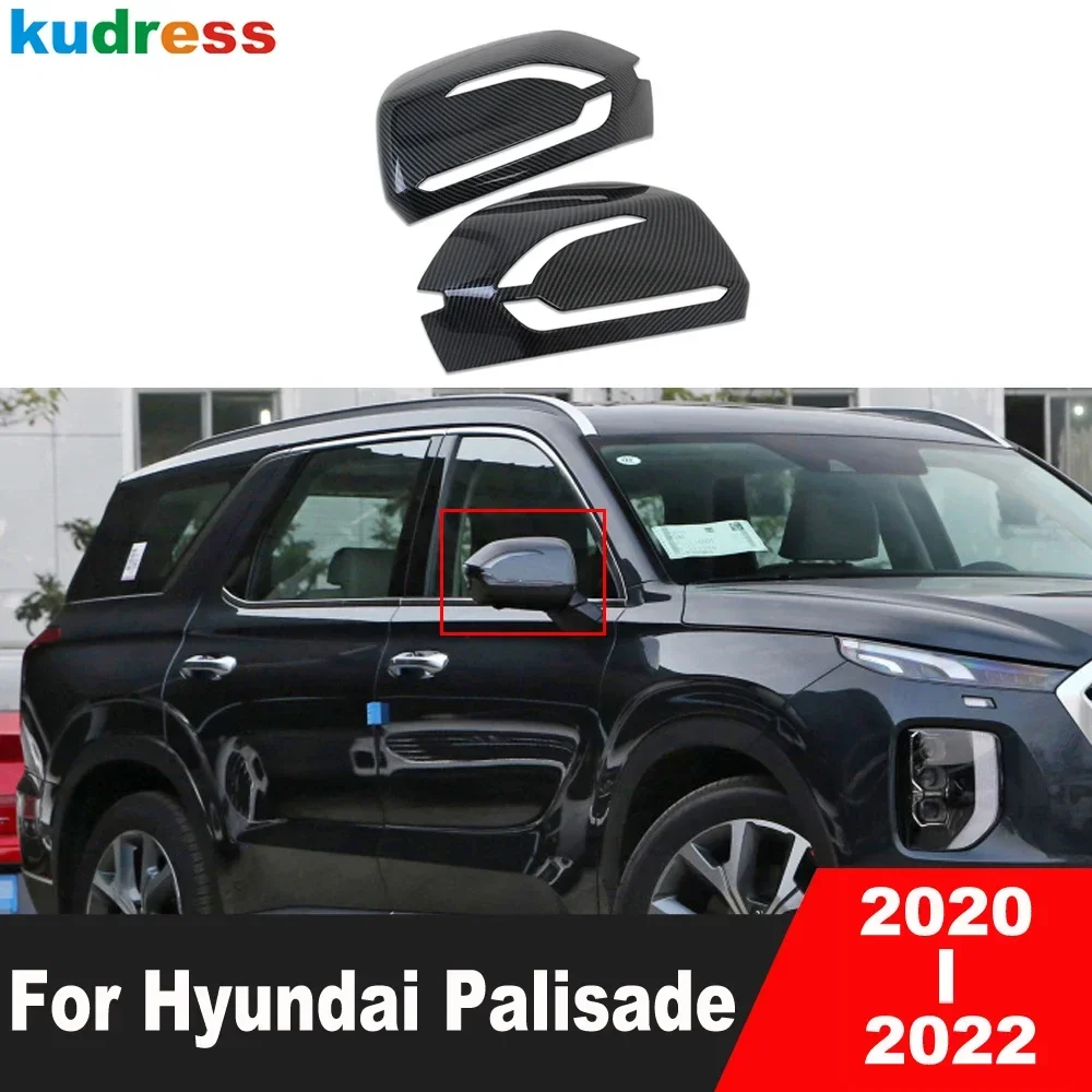 

Rearview Mirror Cover Trim For Hyundai Palisade 2020 2021 2022 Carbon Fiber Car Side Wing Mirrors Cap Covers Overlay Accessories