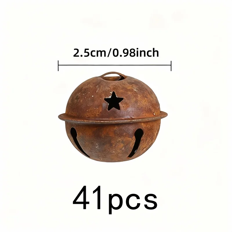 41 pcs Vintage Rusty Finish Vintage Rusty Bells, great for Home Door Decoration, Easy Hang Loop Top, Home Door Decoration