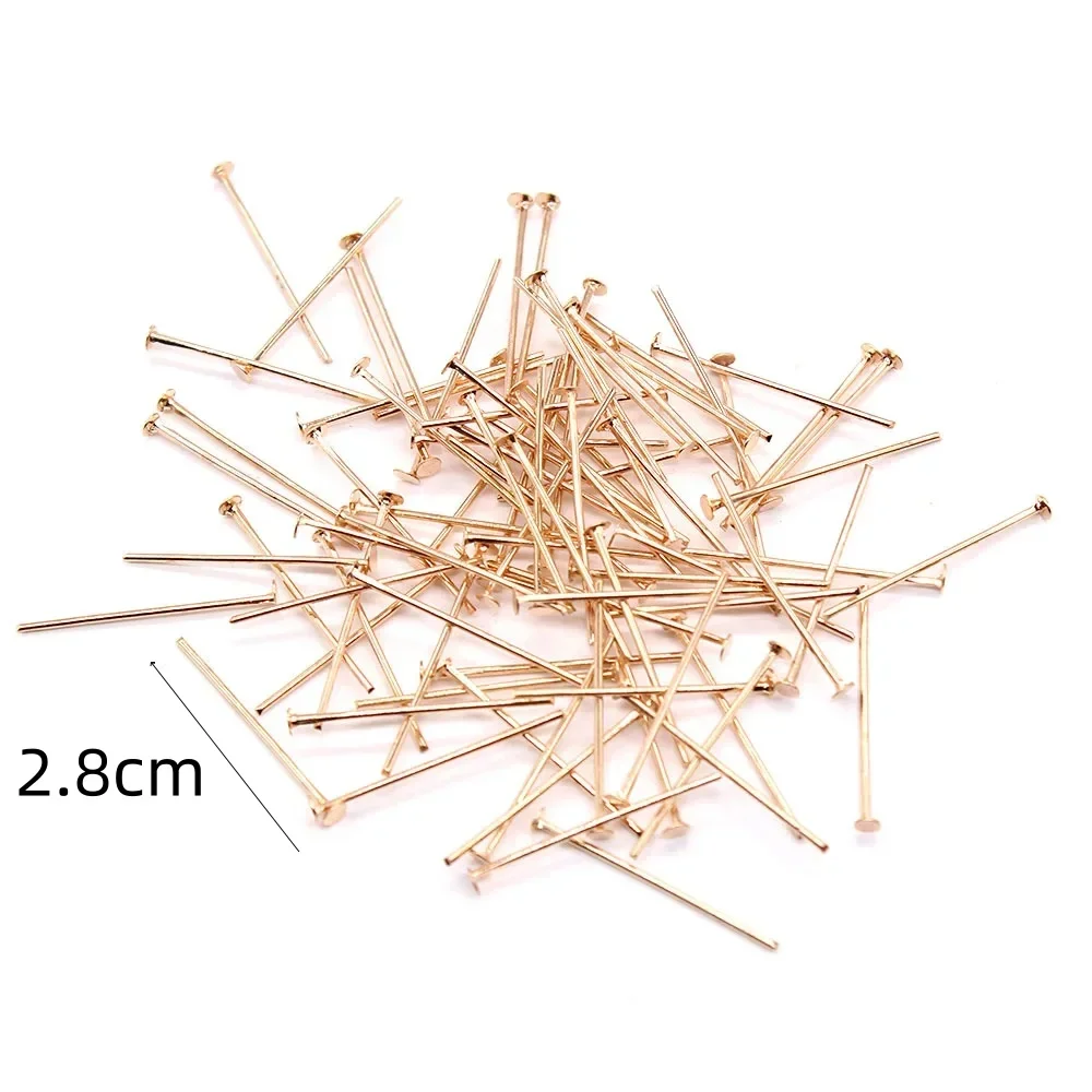 50Pcs New Metal 0.8*28mm Eye Flat T Head Pins Headpins For Jewelry Findings Making Bead DIY Supplies