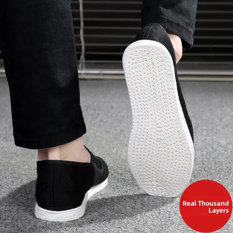 

Beijing Men's Cloth oes Handmade Hemp Rope Slip-On Lightweight Casual Bla Cloth oes Breathable Comfortable for Autumn