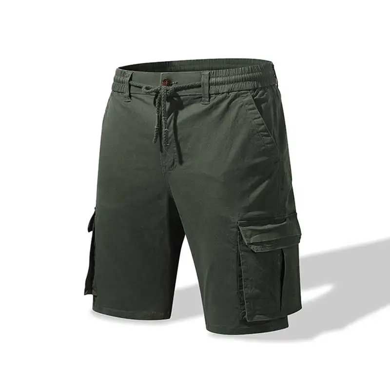 Calça casual solta monocromática masculina, algodão puro, multi pock cargo, calça elástica esportiva de alta qualidade, verão