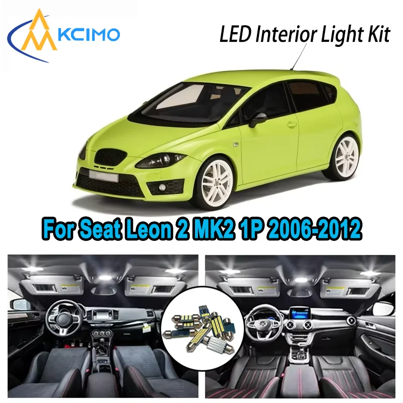 

Premium Bright LED Interior Light Kit for Seat Leon 2 MK2 1P 2006-2012 2007 2008 Dome Map Trunk Car Lamps with Canbus No Erro