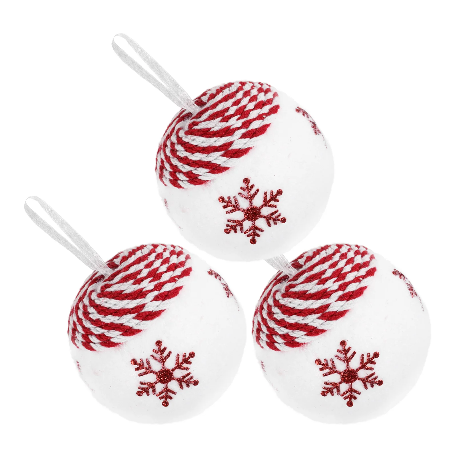 

3 Pcs Christmas Ball Ornaments Shatterproof Xmas Tree Baubles Red Hanging Balls Decorative Rope Pendant DIY Party Supplies
