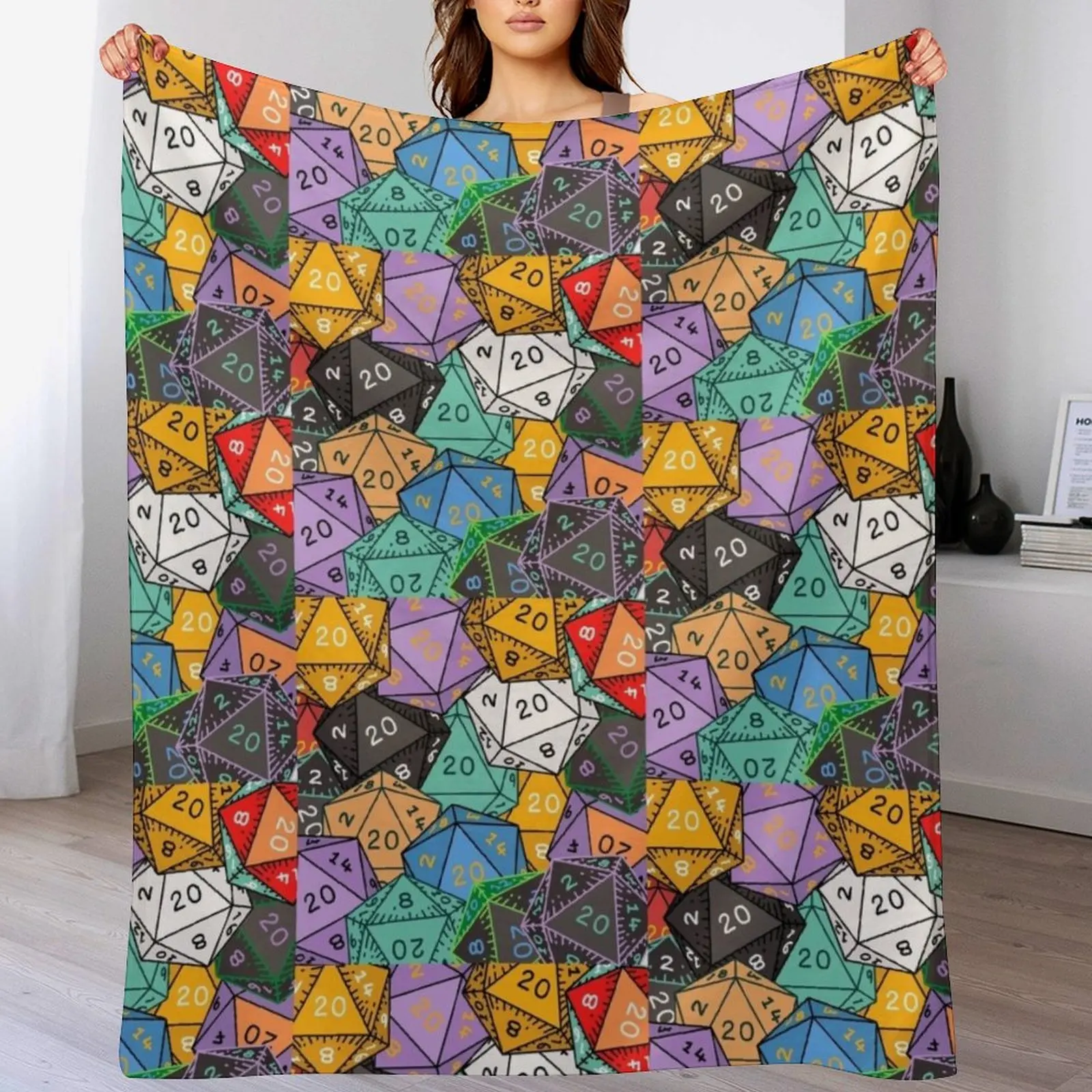 

Too Many Dice - Dungeons and Dragons Throw Blanket for winter christmas decoration Blankets