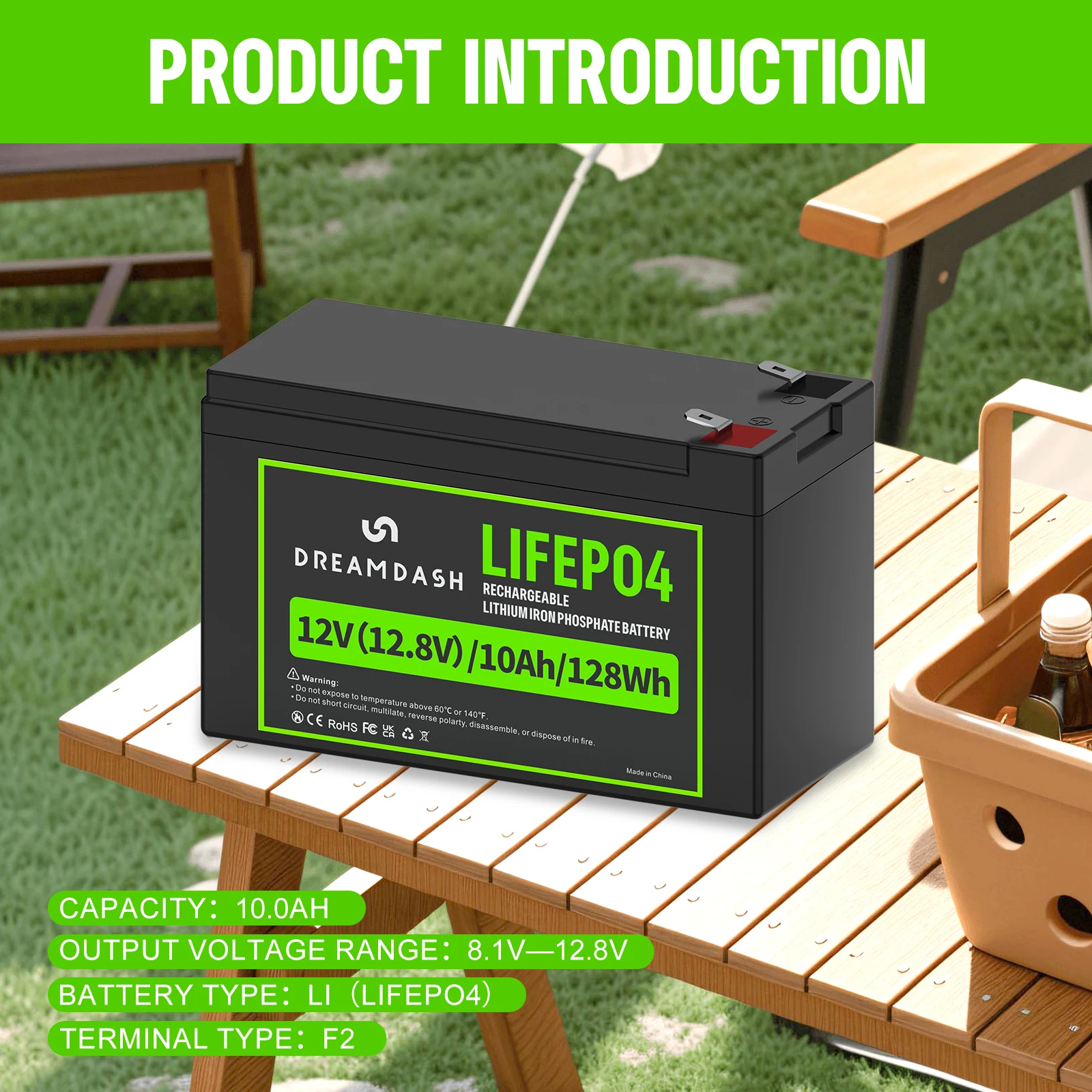 DREAMDASH 6V 6Ah 12V 7Ah 12V 10Ah LiFePO4-Akku mit integriertem BMS, wiederaufladbarer Lithium-Eisenphosphat-Akku für Wohnmobile, Golfwagen, Solaranlagen, Trolling-Motoren, Boote und Kinderfahrzeuge, Versand aus den USA, Großbritannien und Polen. – Detail 26