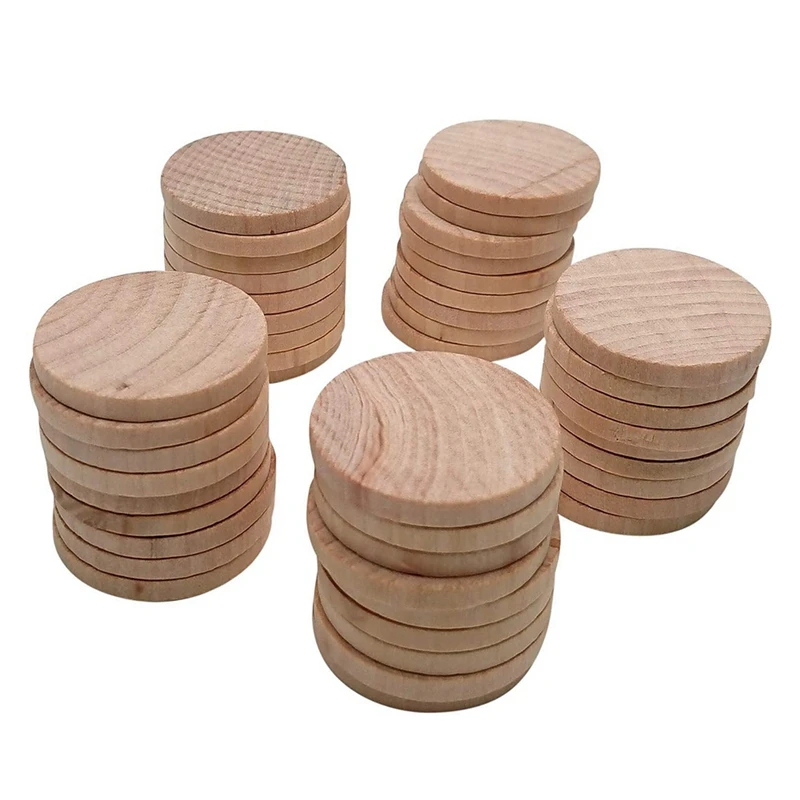 200Pcs Wood Slices Unfinished Round Wood For Arts & Crafts Projects, Board Game Pieces, Ornaments