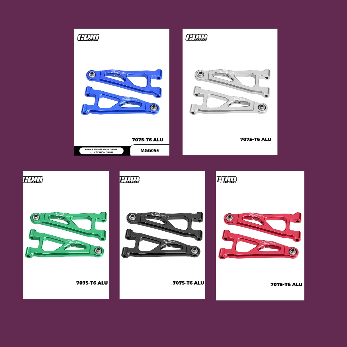 

GPM Alloy 7075 Front Lower Suspension Arms ARRMA 1/18 Granite Grom Typhon Grom RTR-ARA2106