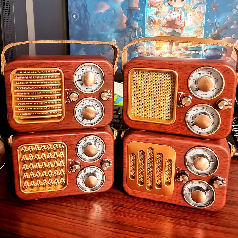 Radio Retro Bluetooth Speaker Walnut Wooden FM Radio With Old Fashioned Classic Style Support TF Card MP3 Player Loud Volume