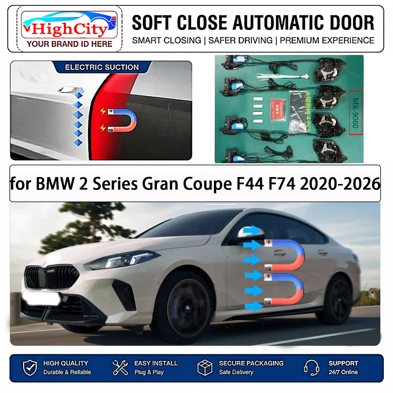 for BMW 2 Series Gran Coupe F44 F74 2020-2026 OEM Electric Suction Soft Close Door Kit Smart Anti Pinch Auto Cinch Latch System
