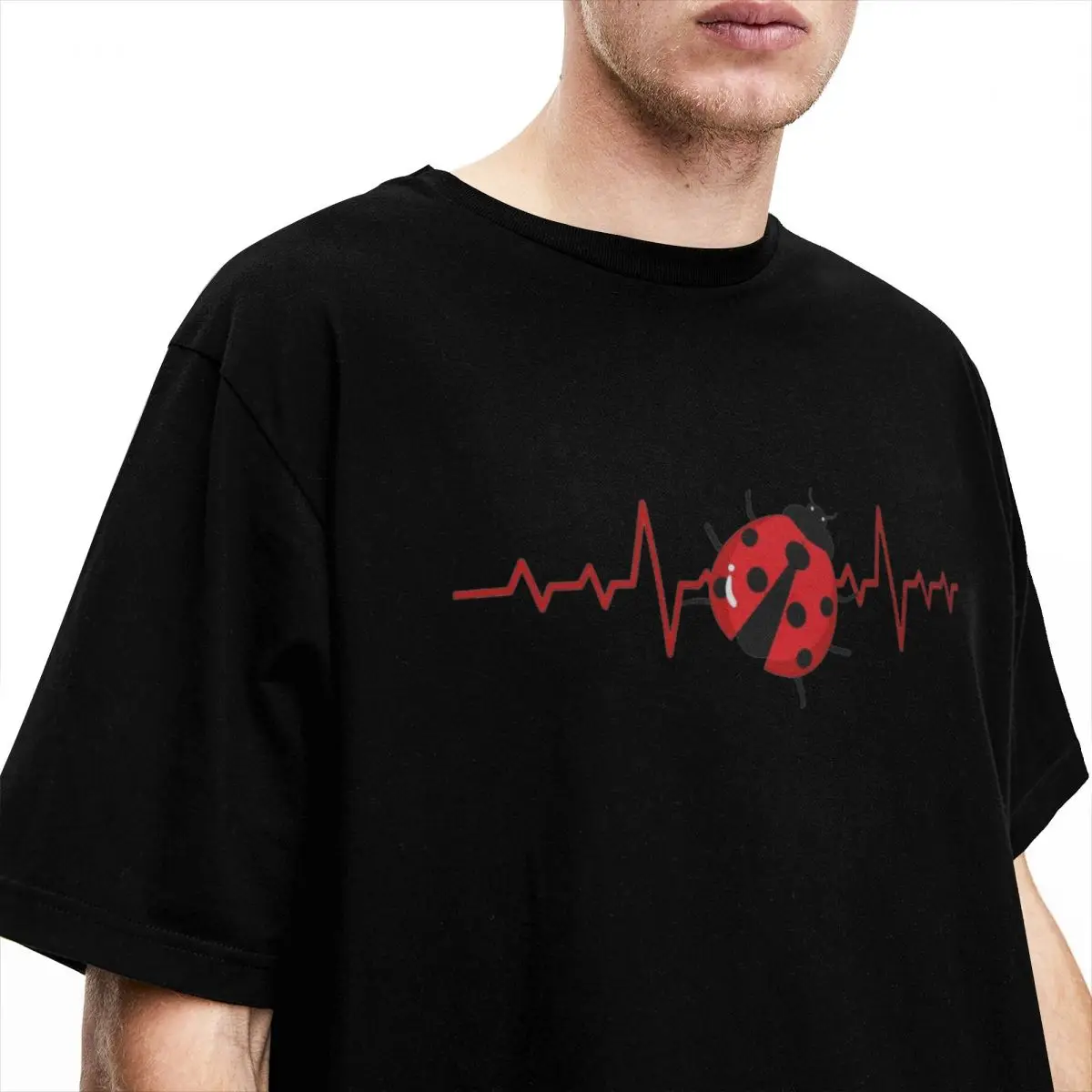 Men Women EKG Ladybug Heartbeat Insect Lover Entomophile T Shirt Accessories T-shirt Clothing Creative Tee Shirt New Arrival