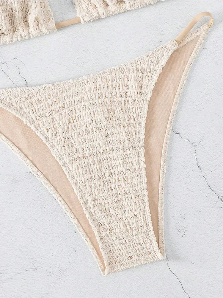 Bikinis sexis de cintura alta para mujer, conjunto de 2 piezas con cordones, traje de baño dividido, Bikinis sin espalda, nuevo traje de baño de verano 2025, conjunto de Bikinis