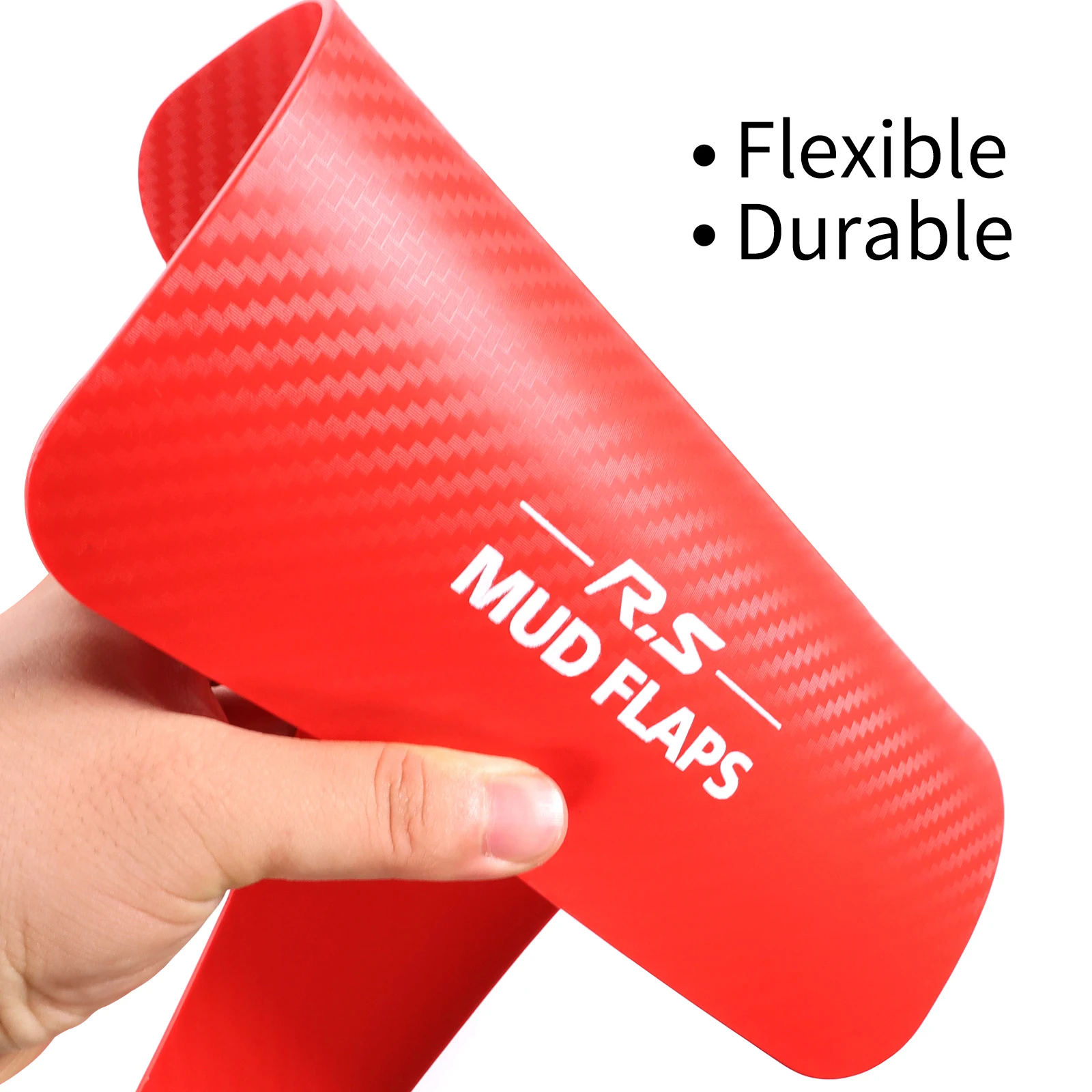 

Set Car Universal RED Carbon Fiber Effect Splash Guards Mud Flaps Molded Mudguards Fender Cover Front Rear Styling Accessories