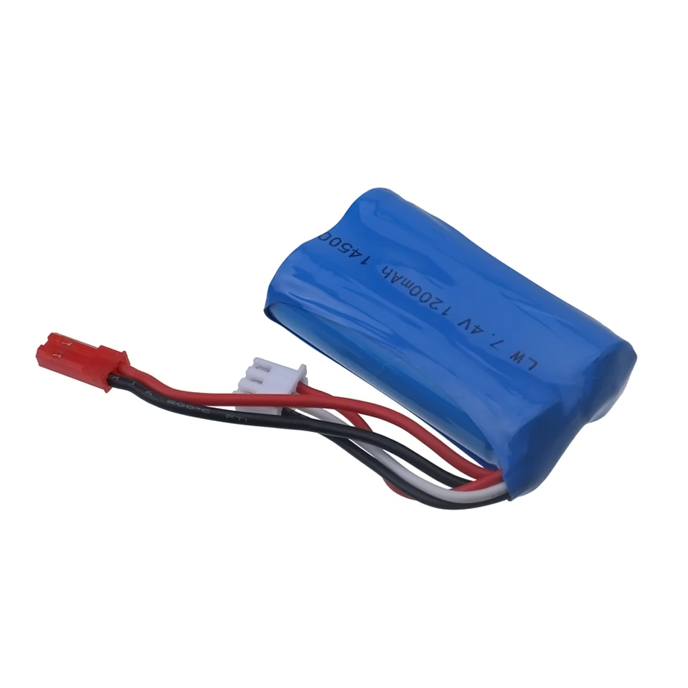 (Steker JST) 7.4V 1200mAh 14500 baterai 7.4V pengisi daya untuk model mainan listrik pesawat RC helikopter mobil RC CR mainan perahu aksesoris