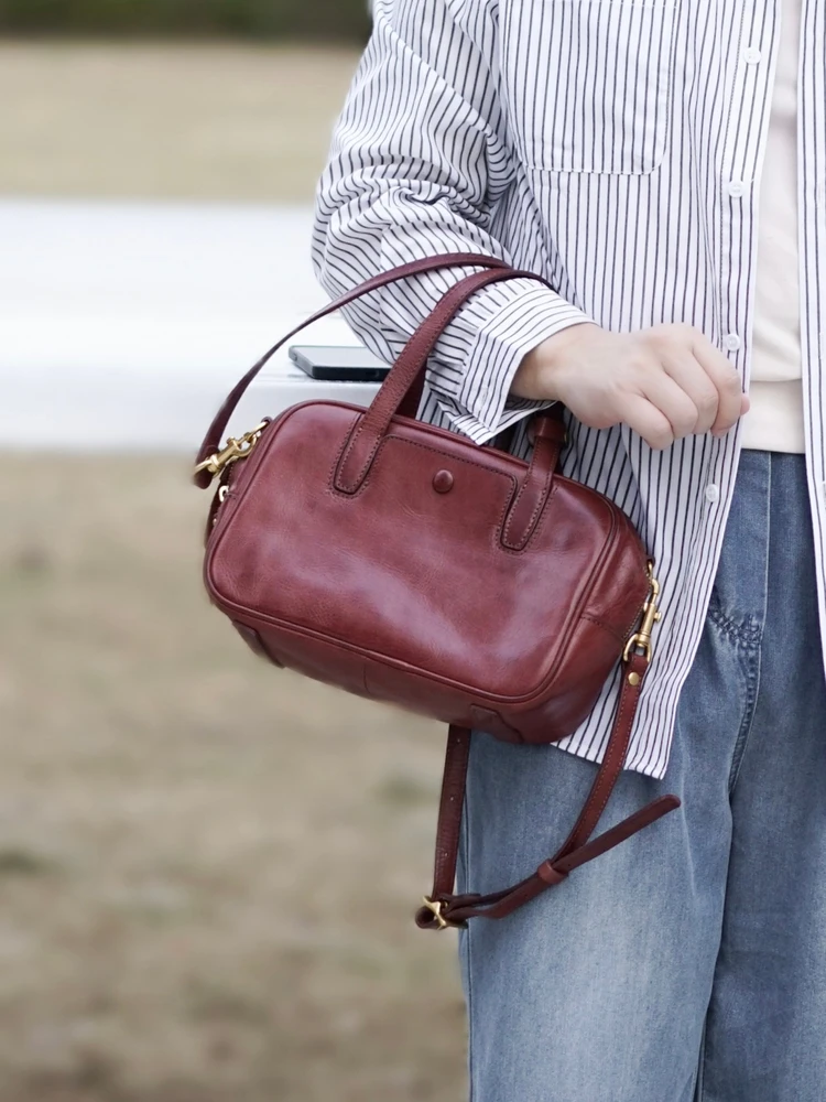 

PNDME vintage luxury vegetable tanned cowhide ladies small handbag casual party designer handmade genuine leather shoulder bag