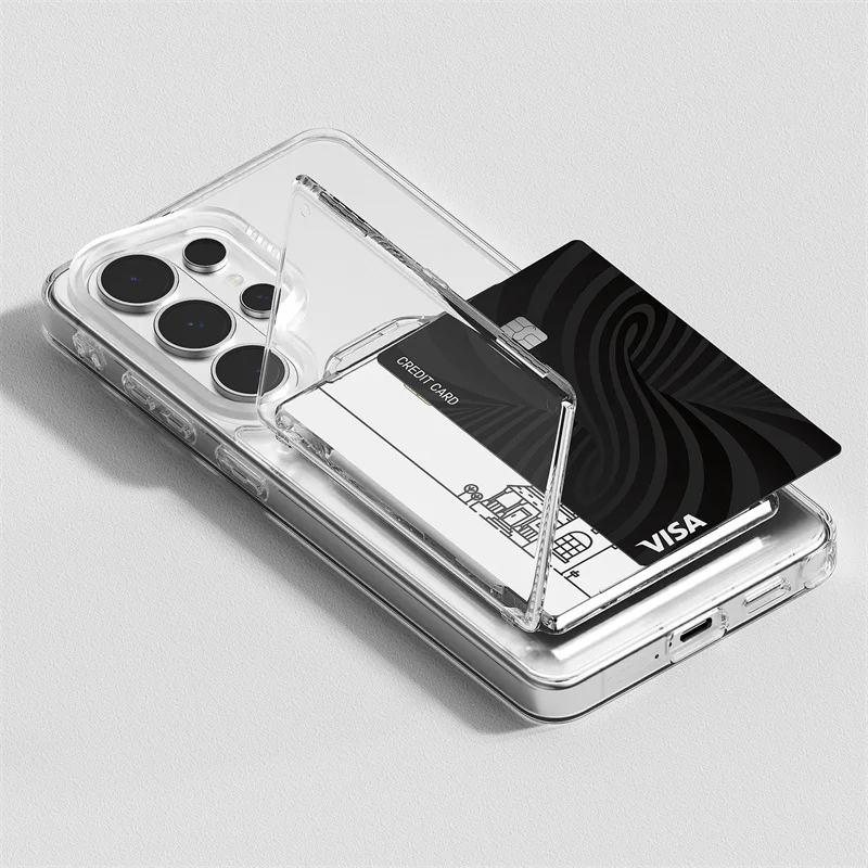 

For Magsafe Transparent Card Holder Wallet Socket Phone Holder For iPhone 12 13 14 15 16 17 Pro Max For Samsung Magnetic Stand