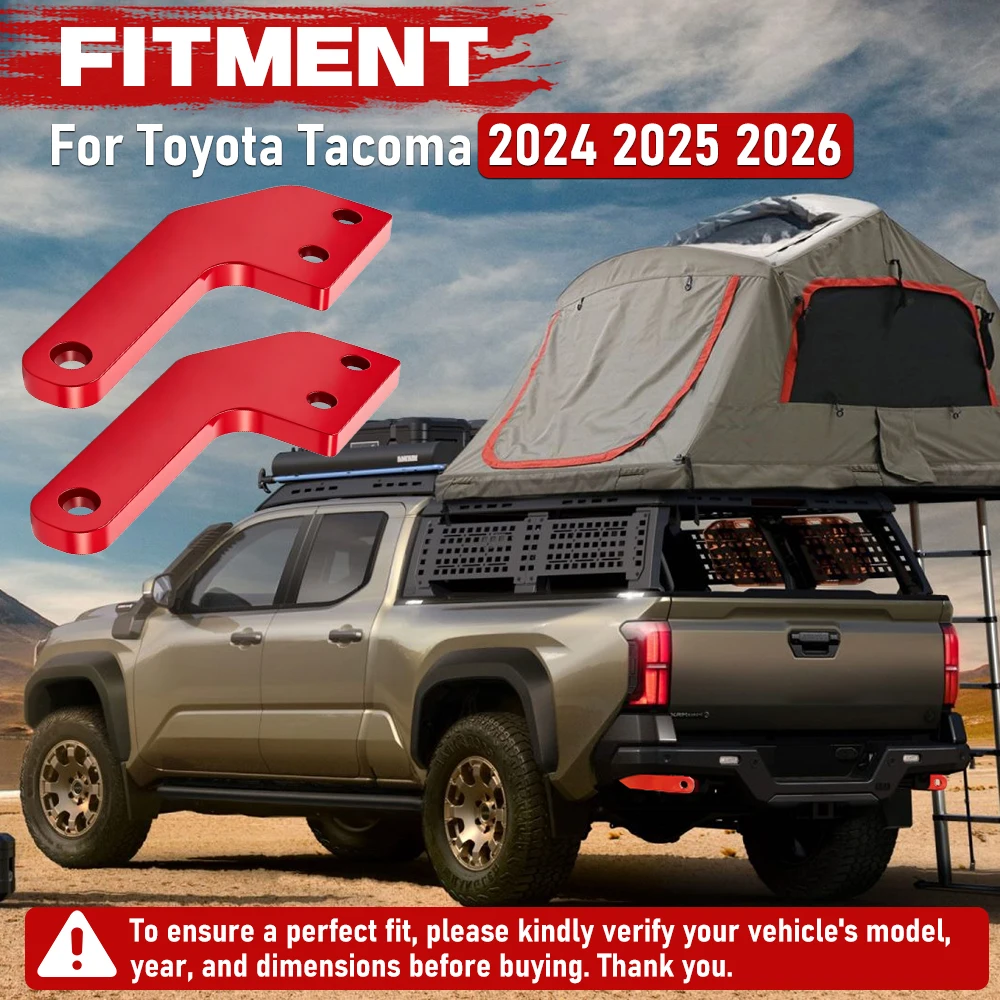 Rear Recovery Points for Toyota Tacoma 2024 2025 2026 Red Heavy Duty Rear Tow Hooks Kit Left & Right Offroad Accessories