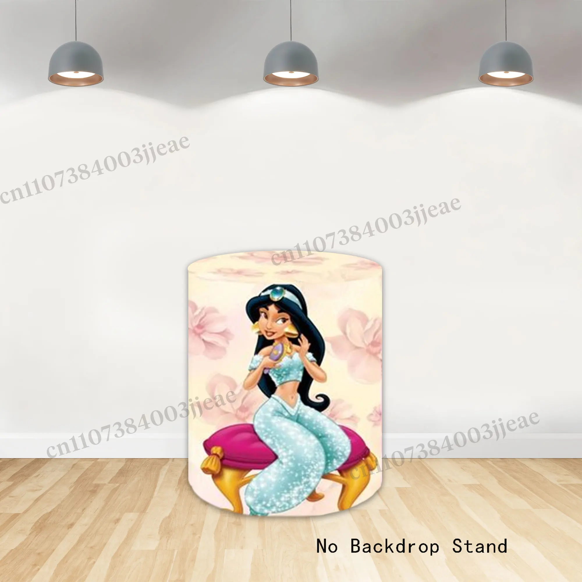Round Aladdin Jasmine Backdrop Girls Children Birthday Party Circle Cylinder Background Princess Photo Covers Decorations Props view 3