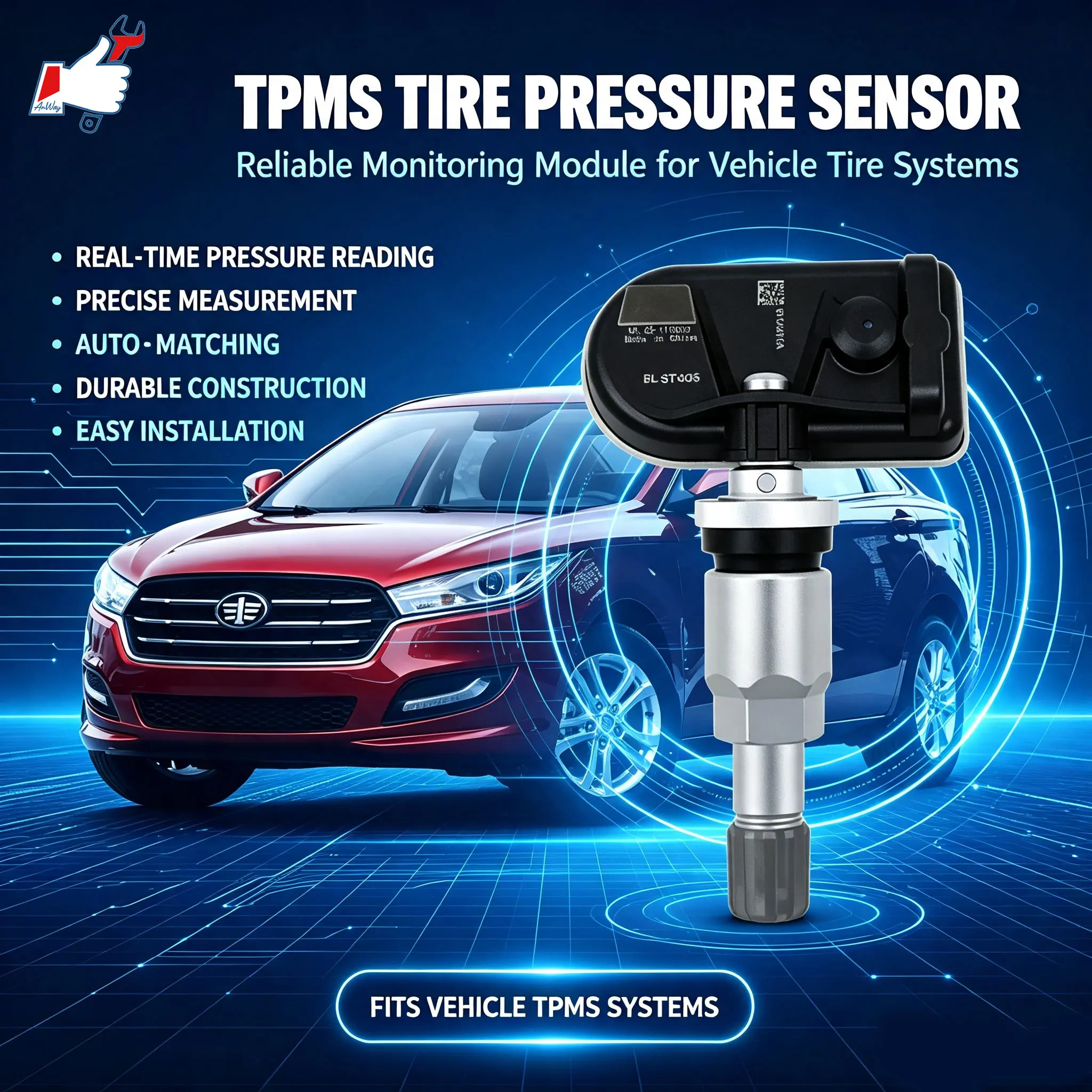 Custom Fit Car Tire Pressure Monitoring Sensor For FAW Bestune B50 B50 Facelift(B50F) 2009-2020 Auto Learn TPMS Sensor 433MHZ