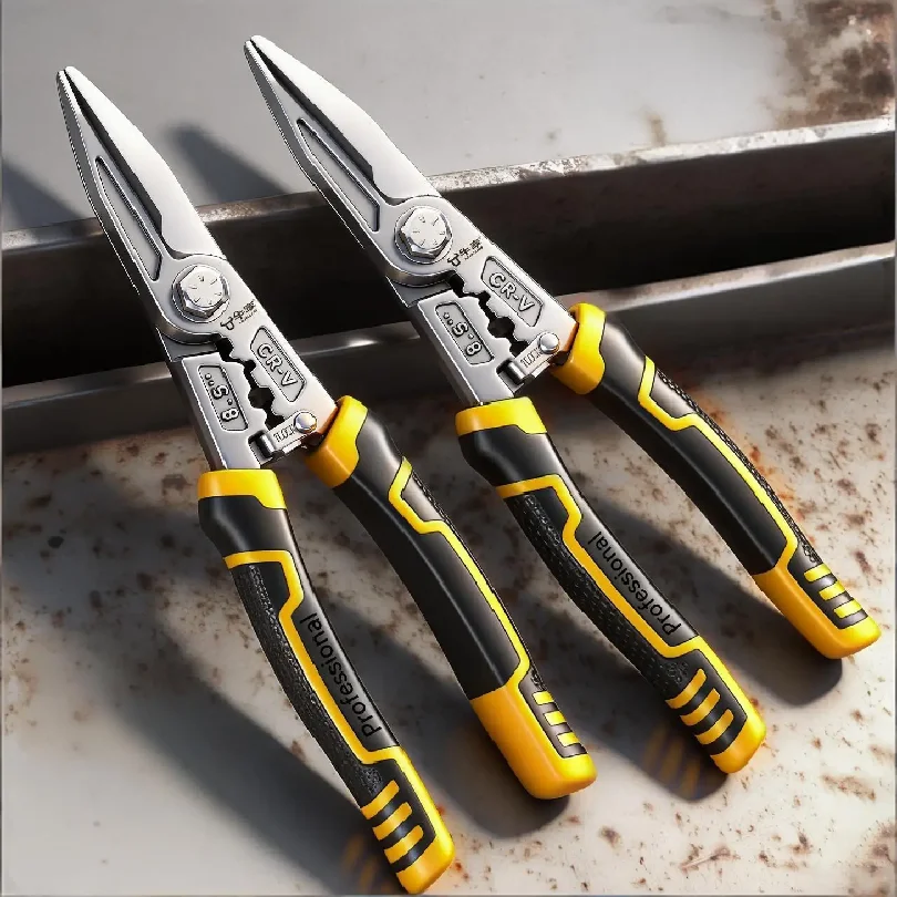

Multi-Functional Electrician Scissors, Crimping Wire Cutting Tool with Wrench Aviation Snips for Metal Sheet and Cable Cutting