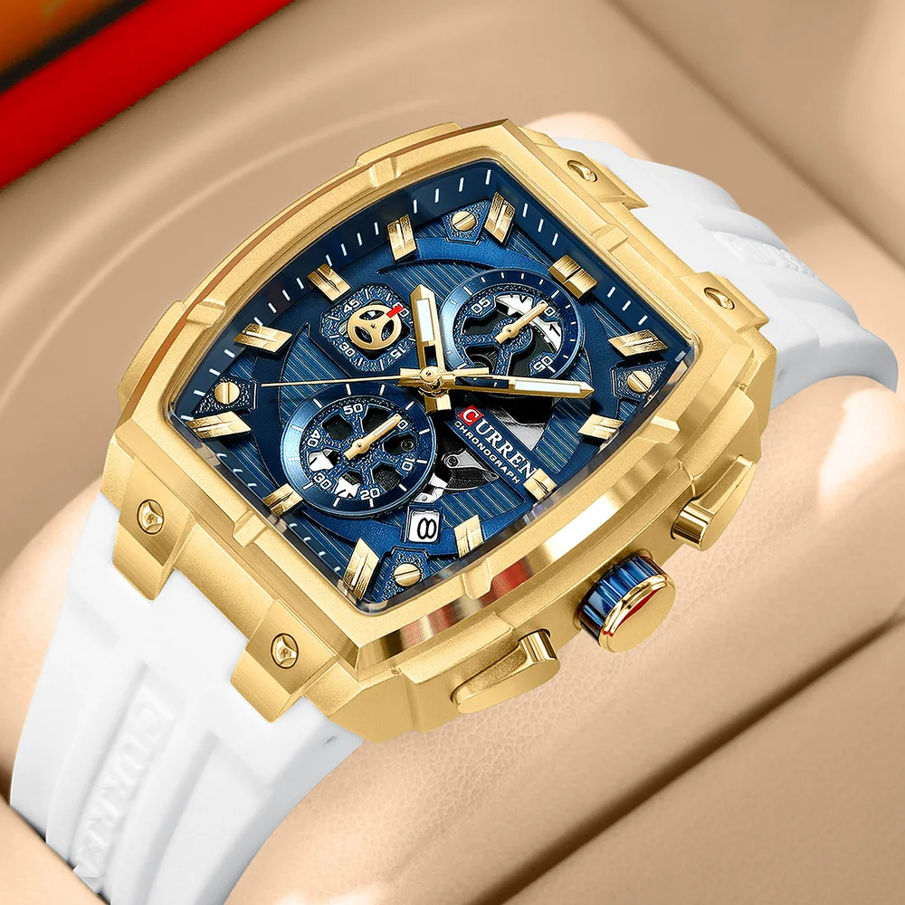 CURREN Men Casual Sport Military Quartz Calendar Wrist Watch for Man Business Leather Waterproof Male Clock Relogio Masculino image 2