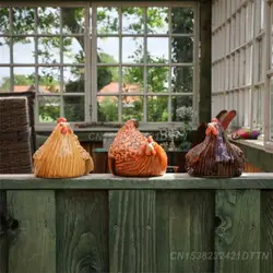 Chicken Figure Housewarming Gift Plug In Resin Funny Backyard Decoration Chicken Sitting Fence Art Crafts Resin Outdoor