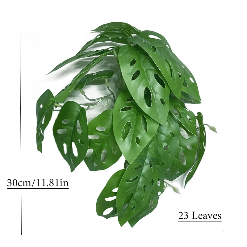 30–76 cm künstliche Hängepflanzen, gefälschte Wandranken, künstliche Monstera-Ranken, Kunststoff-Schildkrötenblätter, fühlen sich echt an, Wandblätter für Heimdekoration – Detail 3