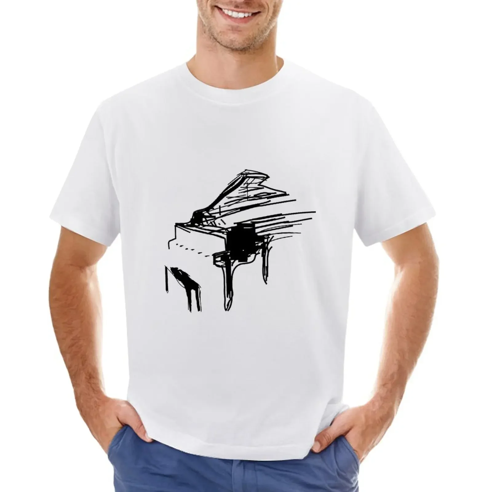 Piano T-Shirt blacks blanks heavyweights customizeds t shirts for men cotton