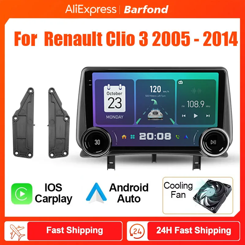 Barfond For Renault Clio 3 2005 - 2014 Car Radio Multimedia Video Player Navigation stereo GPS Android 2din dvd